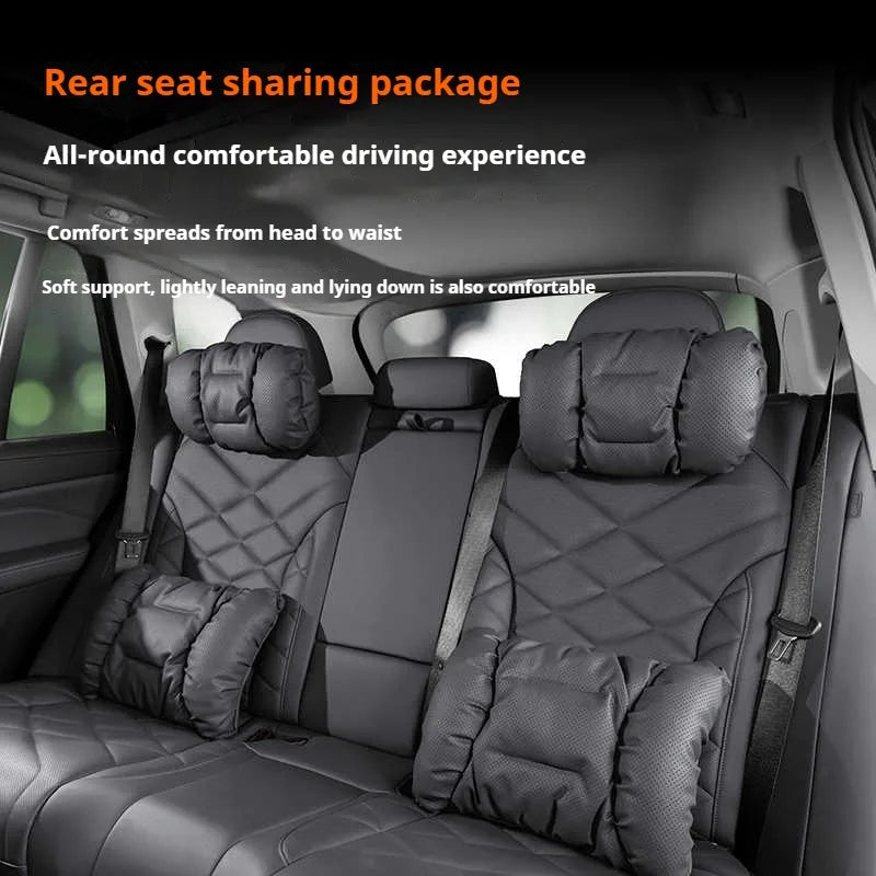 Soft Nappa Leather Car Headrest Neck Support Seat Lumbar Support Cushion Car Punched Neck Pillow Waist Pillows