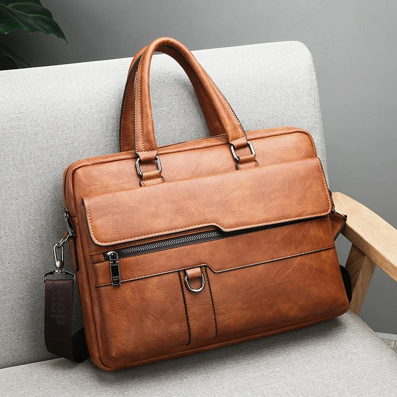 Multiple Pockets Briefcase Men's Large Capacity Office Shoulder Bag Waterproof Business Laptop Handbags