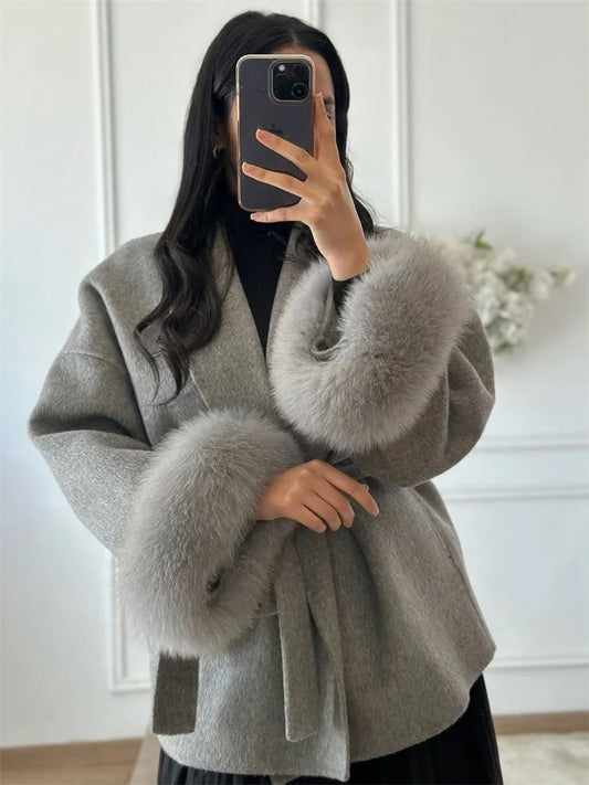 Elegant Tossy Fur Wool Jacket