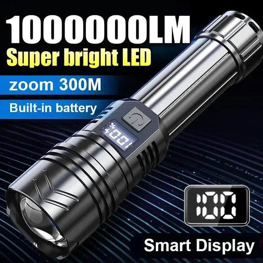High Power LED Flashlight Type-C Rechargeable Torch 3 Modes Zoom Light Outdoor Waterproof Lantern for Emergencies