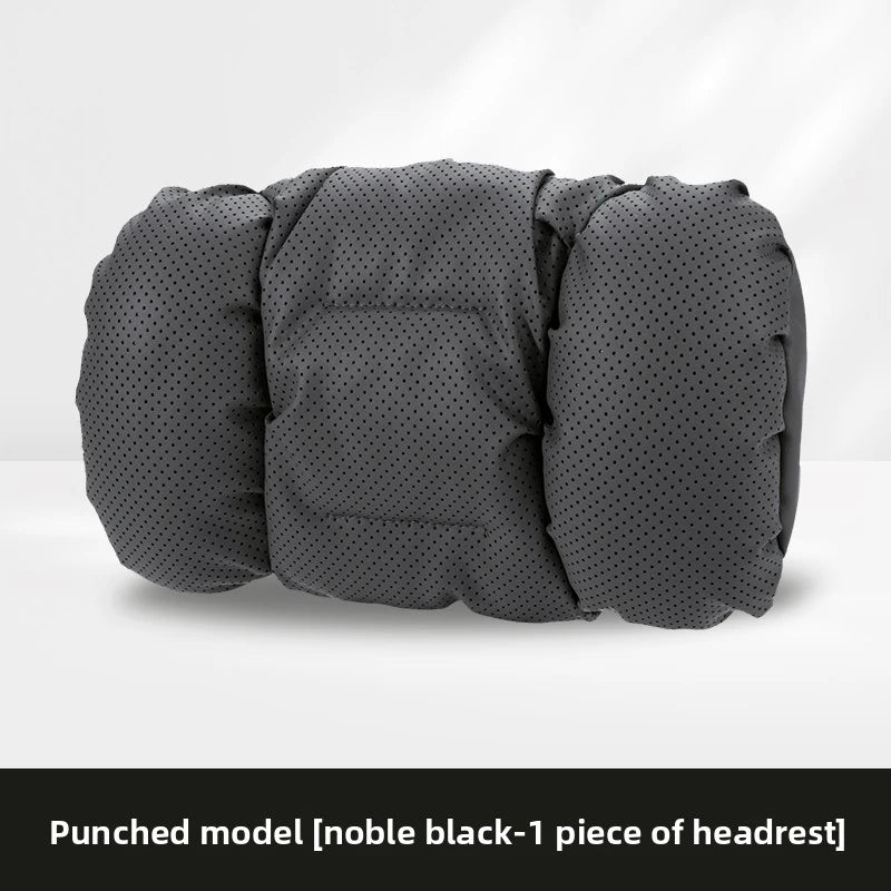 Soft Nappa Leather Car Headrest Neck Support Seat Lumbar Support Cushion Car Punched Neck Pillow Waist Pillows