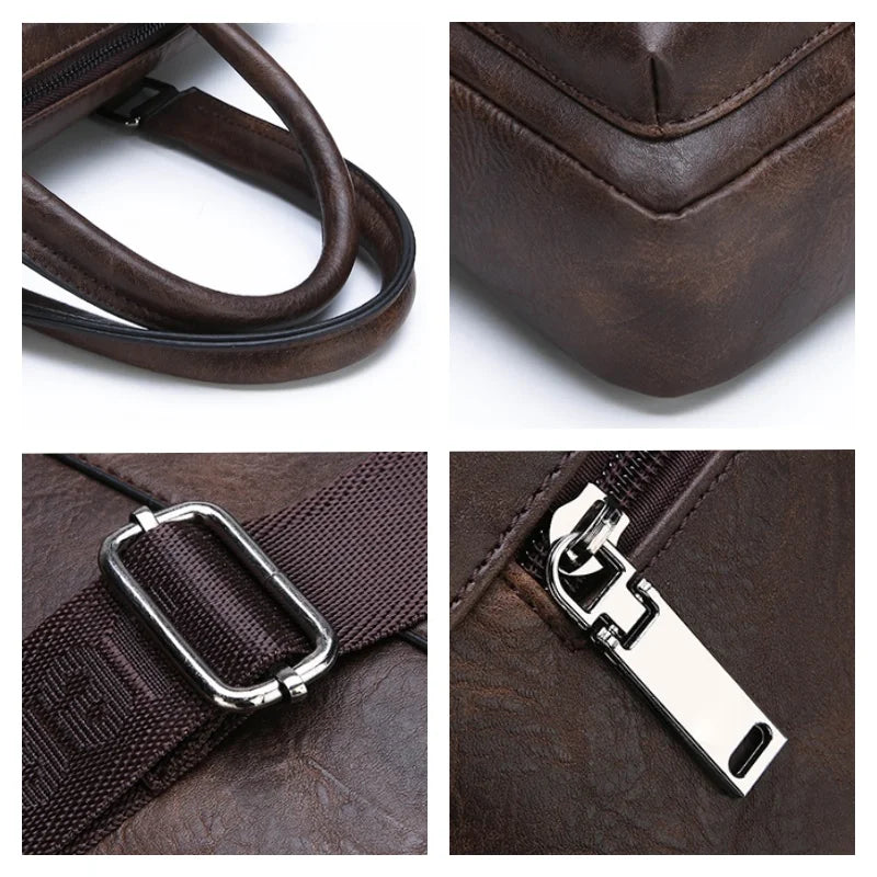 Multiple Pockets Briefcase Men's Large Capacity Office Shoulder Bag Waterproof Business Laptop Handbags